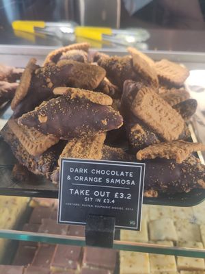 Vegan choc orange samosas at Bombay Delicatessen in Nottingham