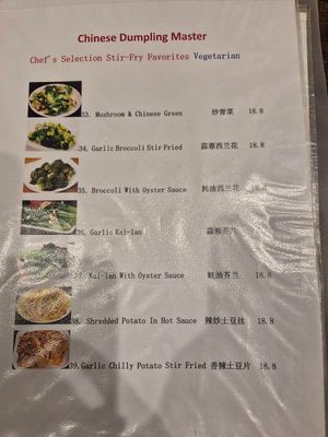 Menu March 2026 at Chinese Dumpling Master in Newtown