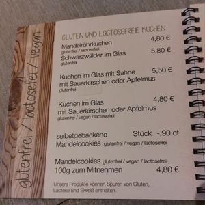 Speisekarte für vegane Optionen at Erle - Cafe und Schönes für Zuhause in Baiersbronn