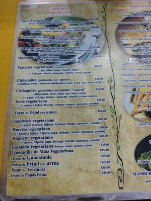 Updated menu at El Caracol de Jade in Palenque