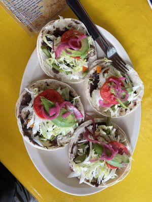 Vegan Tacos without cream and cheese  at El Caracol de Jade in Palenque