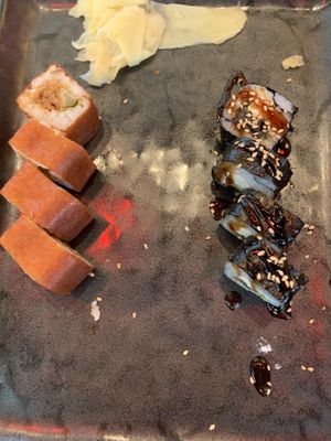 Cowgirl (5pc) and Unami Maki (5pc)  at Blue Sushi Sake Grill in Fort Worth