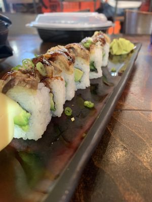 ‘Shiitake to me’ tempura fried mushroom and sweet potato with truffle oil, one of the most popular and I one of my favorites.  at Blue Sushi Sake Grill in Fort Worth
