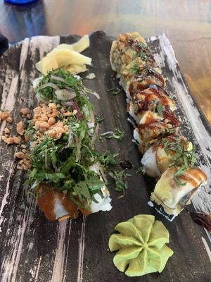 Thai hippie (8pc) and Shiitake to me (8pc) at Blue Sushi Sake Grill in Fort Worth
