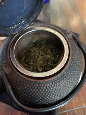 Sencha tea, wish they had a pot with a better strainer. Was still great.  at Blue Sushi Sake Grill in Fort Worth