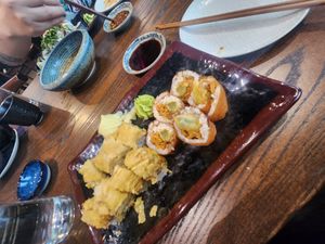 Crunchy cabbage and cowgirl roll at Blue Sushi Sake Grill in Fort Worth