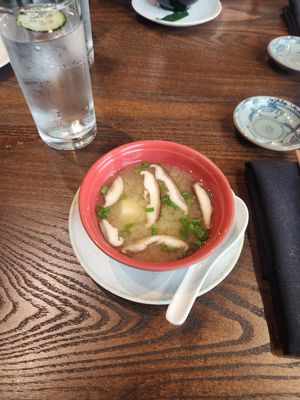 Vegan miso soup at Blue Sushi Sake Grill in Fort Worth