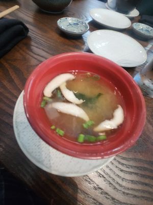 Vegan miso soup at Blue Sushi Sake Grill in Fort Worth