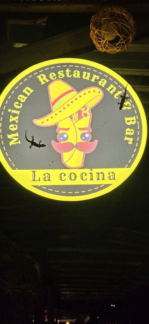 Entrance sign at La Cocina Mexican Restaurant in Koh Rong