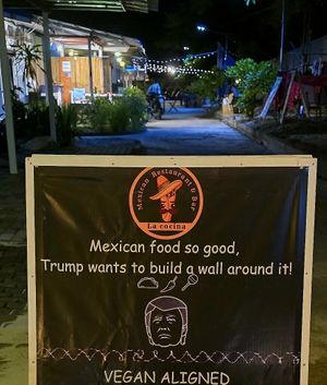 Welcome sign at La Cocina Mexican Restaurant in Koh Rong
