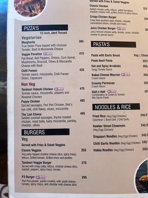 some pasta and burgers  at White Oak Resto in New Delhi