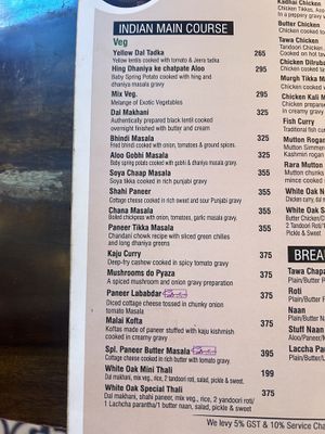 many vegan indian dishes  at White Oak Resto in New Delhi