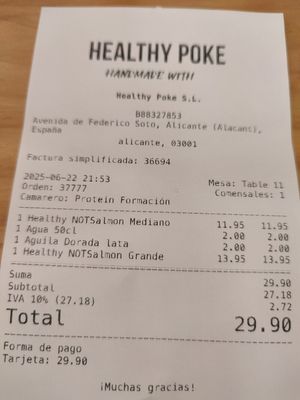  at Healthy Poke in Alicante