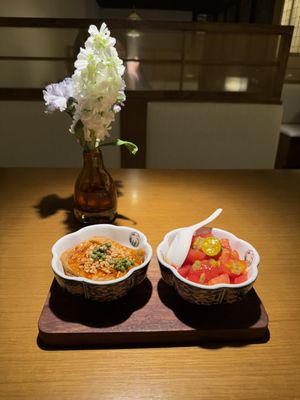 Sichuan bean sheets and tomato with passion fruit  at Qing Chun Po Meng in Shenzhen