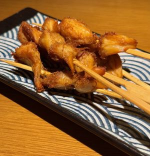 Cumin skewers made from lion’s mane mushrooms   at Qing Chun Po Meng in Shenzhen
