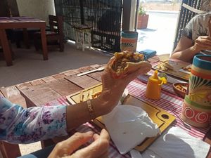 Yummy hotdog! at Big Leaf Mesa  in La Paz