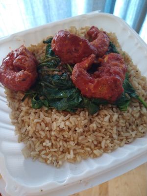 Shrimp platter at Soul Veg City in Chicago