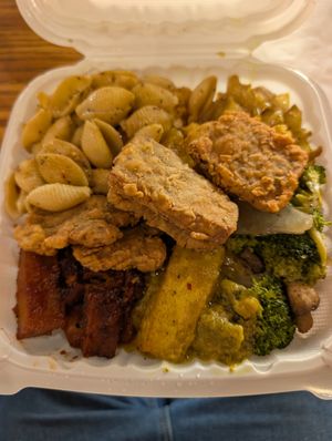 Hot bar at Soul Veg City in Chicago