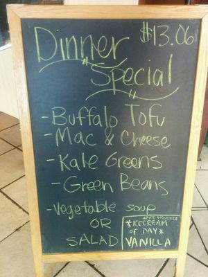 Menu board at Soul Veg City in Chicago