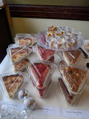 Cheesecake slices: sweet potato, strawberry, & chocolate chip. at Soul Veg City in Chicago