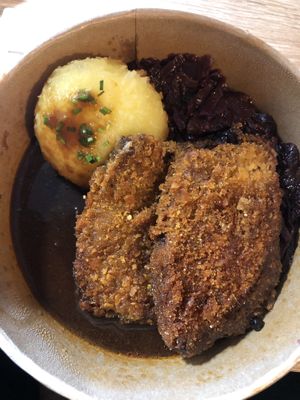 Steak with Knödel  at Bodhi in Munich