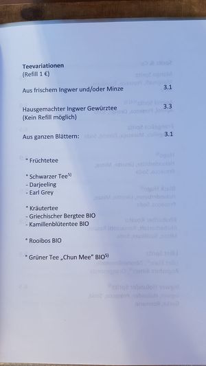 Tea Options at Bodhi in Munich