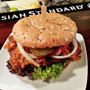 'Schnitzel'-burger:
crunchy crust soysteak  at Bodhi in Munich