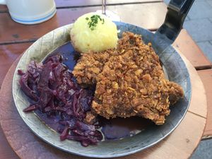 Bodhi Pfanderl (Soy steak with cabbage and potato dumpling)  at Bodhi in Munich
