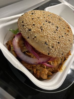 Jackfruit burger  at Bodhi in Munich