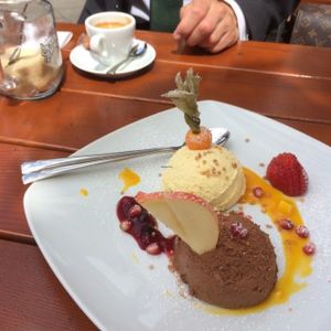 Delicous white and black mousse au chocolat  at Bodhi in Munich