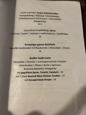 Menu   at Bodhi in Munich
