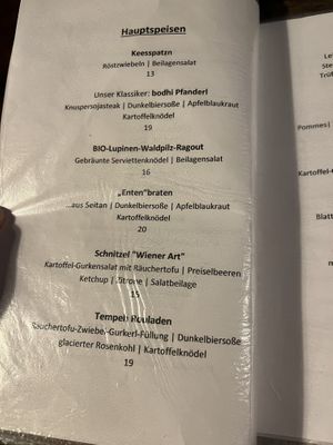 Menu   at Bodhi in Munich