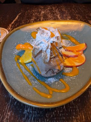 Mousse au chocolat with Mango sauce at Bodhi in Munich