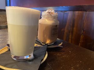 White hot chocolate and iced chocolate   at Bodhi in Munich