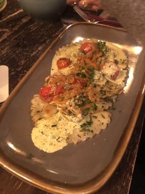 “Tiroler Schlutzkrapfen” (stuffed pasta)  at Bodhi in Munich