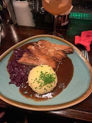 Roast duck with cabbage and potato dumpling #Veganuary at Bodhi in Munich