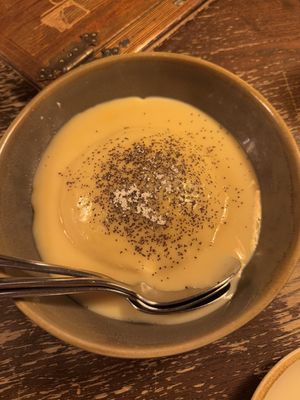 yeast dumpling with vanilla sauce  at Bodhi in Munich