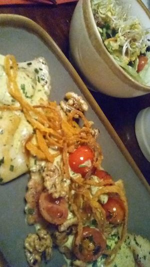 Delicious main course (Tiroler Schlutzkrapfen) at Bodhi in Munich