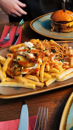 Loaded fries at Bodhi in Munich