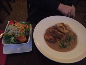 Knödel with mushrooms  at Bodhi in Munich