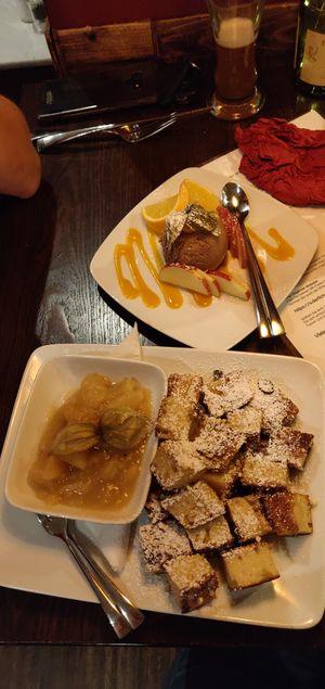 Kaiserschmarn and (the chocolademouse we tot for free, such sweet personel the first evening) at Bodhi in Munich