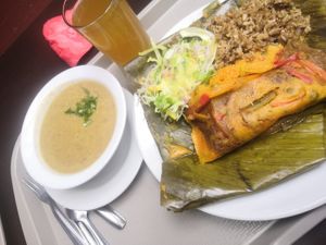 Tamales for lunch at La Casona Vegetariana in Cali