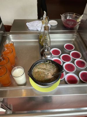 Dessert, juice and soy milk!  at La Casona Vegetariana in Cali