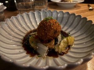 Crispy tofu (vegan)

From menu: Crispy fried tofu takes center stage in this dish, paired with a flavorful onion broth and lightly steamed bok choy. 
 at Gustav Kitchen & Bar in Rovaniemi