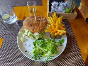 Vegi Burger at Fein Restaurant in Leukerbad
