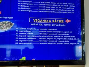 Menu: vegan pizza’s   at Pizzeria Amigos in Torsby