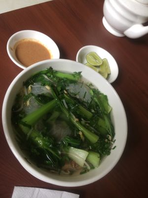 Vermicelli noodle soup  at Maitreya Healthy Vegetarian Restaurant in Phnom Penh