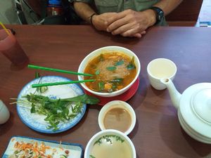Noodle soup at Maitreya Healthy Vegetarian Restaurant in Phnom Penh