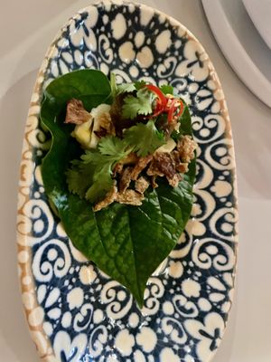 Caramelised Tofu Betel Leaf  at Lucy Liu in Melbourne