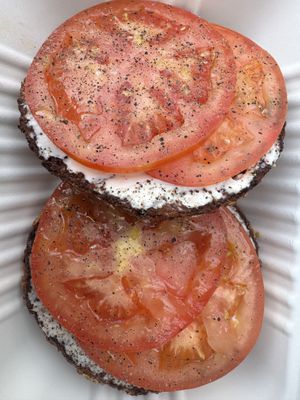 Sesame with vegan cc and tomato  at Apollo Bagels in New York City
